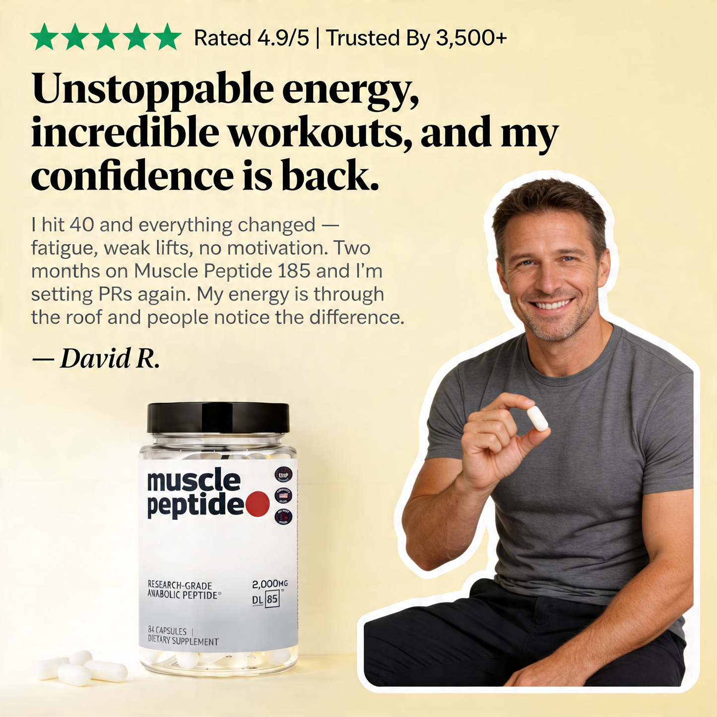 Muscle Peptide 185 Supplements Build Lean Muscle 3X Faster